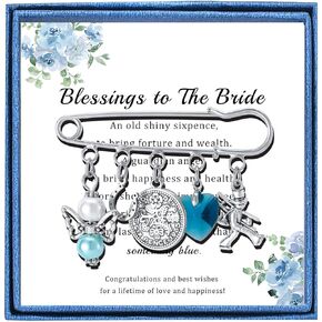 Something Blue Gifts for Bride to Be Bridal Shower Gifts Charm Wedding Pin for Her Wedding Keepsake Brooch