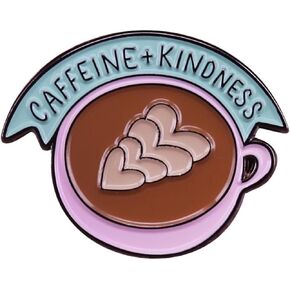 Caffeing And Kindness Enamel Pin Pink Latte Coffee Cup Badge Brooch