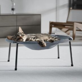 Sink in Elevated Cat Bed Hammock with Dual Sided Cover Glow in The Dark Fabric All Season Use Machine Washable Tool Free Easy Assembly for Indoor Outdoor Cats