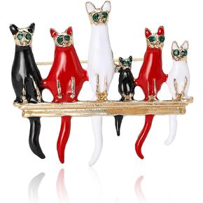 Brooch Pins Cat Enamel Rhinestone Cute Animal Lapel Brooches for Women Fashion Jewelry Clothing Decoration Accessories