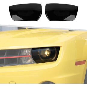 Jimen for Camaro Headlight Cover, 2PCS Front Headlight Lamp Trim Cover Compatible with Chevrolet Camaro 2010-2015, Smoked