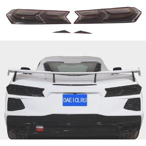 Daeiclru Car Tail Light Lamp Cover Compatible with Corvette C8 Stingray/Z06/E-Ray 2020-2024, Taillight Shell Trim Cover, Exterior Taillight Protection Cover Accessories, Smoked Black