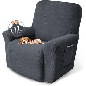 KEKUOU Recliner Chair Covers,Lazy Boy Recliner Covers Stretch Couch Cover Slipcovers 1 Piece Furniture Protector with Elastic Bottom for Dog,Kids.(Recliner, Navy Blue)