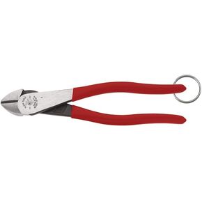 Klein Tools D228-8TT Pliers, Made in USA, Diagonal Cutting Pliers with High-Leverage Design and Tether Ring, 8-Inch