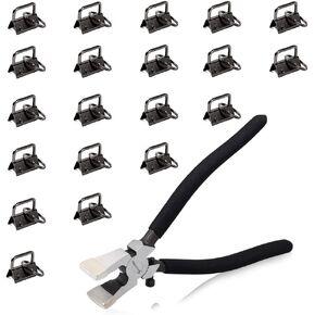 SPEEDWOX Glass Breaking Pliers 20 Pcs Keychain Fob Hardware Set with 1 Pair of Rubber Tips Key Fob Pliers for 1 Inch Webbing Fabric Strapping Wristlet Key Fob Antique Black Hardware
