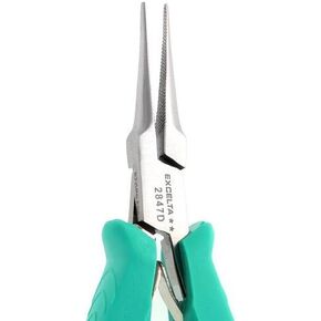 Excelta 2847D Medium Needle Nose Pliers, 5.75 Inch, Stainless Steel, Serrated Jaws, Tapered Tip, Dual Leaf Springs, Ergonomic Grip, ESD Safe, Professional Precision Tool, Intermediate