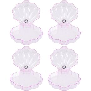 Gadpiparty Containers Wedding Decor 4Pcs Mini Sea Shells Candy Boxes Containers for Wedding Accessories Decorations Candy Supplies Sea Shell Holder Mermaid Birthday Decorations