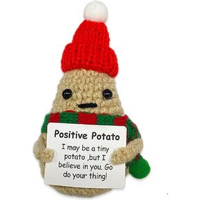 Encouragement Support Vegetables and Fruits Knitted Dolls with Positive Card- 5PCS Handmade Emotional Gift Creative Cute Crochet Doll Cheer Up Gift for Friends, Parties Room Decoration