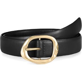 WHIPPY Leather Belt for Women Casual Waist Belt with Gold Buckle Fashion Ladies Belt for Jeans Pants Dress