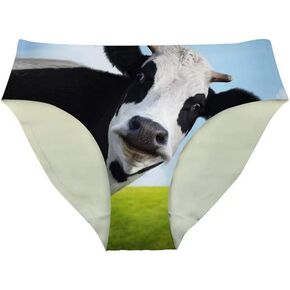 Xinind Funny Underwear for Women 3D Cute Alpaca Panties Hipster-Panties Low Waist Sexy Ladies Panties, Cow, Large
