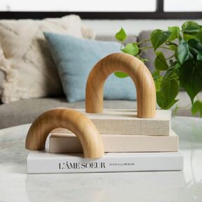 Home Decor Accents, Aesthetic Shelf Decor, Coffee Table Books Decor, Bookshelf Neutral Decor, Japandi Modern Decorative Object, Entryway Table Decor, Boho Living Room Decor (Natural 3pc Set Arches)