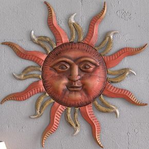 MOCOME 31" Large Metal Sun Wall Decor Outdoor, Sun Art Wall Decor, Large Metal Sun Wall Art for Indoor Outdoor, Sun Wall Decor Hanging for Living Room Bedroom Farmhouse Patio, Garden