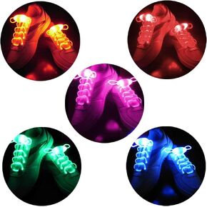5 Pairs LED Light Up Shoelaces Casual Sneaker Waterproof Plastic Shoe Strings Halloween Christmas Party Disco Dancing Hip Pop Running Decorations Glow up Necessaries