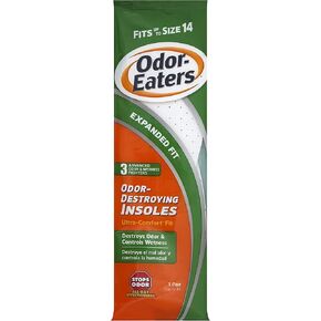 Odor-Eaters Ultra Comfort Insoles, Fits Up to Size 14, One Size Fits Most - Odor Destroying Insoles, Slim Comfortable Fit, Long Lasting Odor Protection with Activated Charcoal