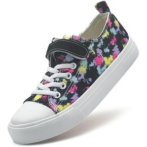LUMUBBY Kid Shoes for Boys Girls Toddler Little Kid Canvas Low Top Sneakers Classic Adjustable Strap Lace up Shoes for Kids Breathable Lightweight