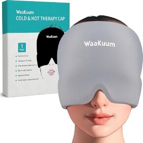 Headache Cap for Migraine, Migraine Ice Head Wrap/Cap with Medical-Grade & Odorless Gel for Natural Cold or Hot Therapy for Sinus, Tension Puffy Eyes and Stress Relief. (Black)
