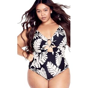 Women's Apparel CITYCHIC PLUS SIZE PALMA 1 PC PRT IN BLACK PALMA PRT