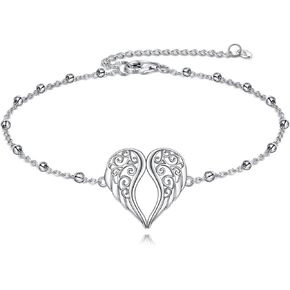 YFN Angel Wings Bracelet S925 Sterling Silver Guardian Angel Wings Heart Bracelets Jewelry Gifts for Women