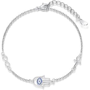 Palpitate Evil Eye Bracelets for Women S925 Sterling Silver Evil Eye Lucky Amulet Chain Bracelet Dainty Jewelry Gift for Women
