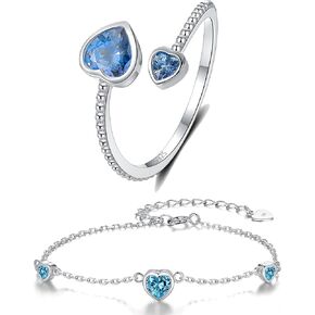 Step Forward 925 Sterling Silver December Birthstone Ring and Bracelet for Women & Girls