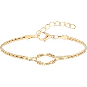 Gold Bracelets for Women Dainty 14K Gold Plated Knot Bracelet Snake Chain Infinity Bracelet Matching Bond Best Friend Jewelry