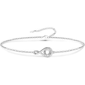 925 Silver Birthstone Bracelets for Women Simple Adjustable Bracelet Fine Jewelry for Birthday Valentine‘s’ Day for Girls Mom Wife