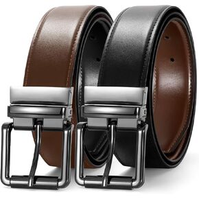 JASGOOD Men's Belt, Reversible Leather Belts for Men for Dress Pants, One Reverse For 2 Sides Casual Belt