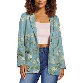 Oil Painting Printed Parties Women's Blazer Long Sleeve Blazer Jackets with Pockets Single Button Jacket Blazer