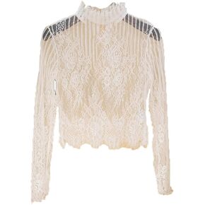 YEKEYI Lace Long Sleeve Smock Detachable Fake Collar False Collar Half Blouse Dickey Collar Faux Collars