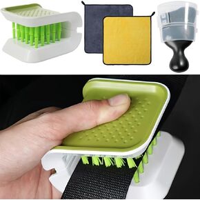 Detailing brush set, Double-Sided Car Seat Belt Cleaning Brush, Car drying towel,Non-Slip Exterior&Interior detailing brushes, detailing brush kit,car cleaning brush for Air Vent, Dashboard, Leather
