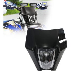 JFG RACING Dirt Bike Headlight,Universal Dirt Bike Front Light Motorcycle Headlight LED Kit for Most Pit Dirt Bike Motorcycle Enduro ATV Scooters(Black)