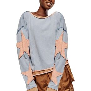 KOSUSANILL Oversized Sweatshirt for Women Y2K Graphic Crewneck Pullover Sweater Loose Fit Long Sleeve T-Shirt Top Fall