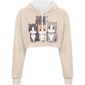 YEXIATODO Girl's Casual Sweatshirts Long Sleeve Crop Top Hoodies for Women