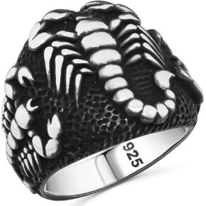 Genuine Solid 925 Stelring Silver, Scorpion Gothic Biker Retro Luxury Ring for Men