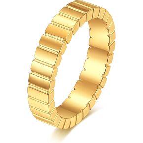 Chunky 18k Gold Plated Rings for Women men,18k Gold Plated Titanium and Stainless Steel Band Ring