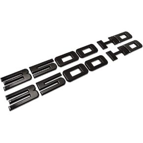 Liphontcta 2pcs 3500HD 3500 Hd Nameplates ABS Letter Emblems Badges Replacement for Gm Chevrolet Silverado 3500 HD Glossy Black