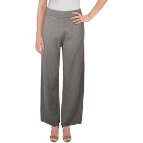Anne Klein Womens Ribbed Trim Pull On Wide Leg Pants Gray XXL