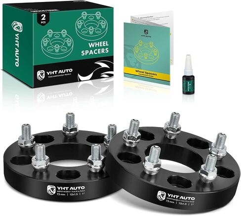 YHTAUTO 5x4.75 to 5x4.5 Wheel Adapters 1 inch Compatible with Buick, Cadillac, Chevrolet, GMC, Pontiac Tire Spacers w/ M12x1.5 & 12.9 Grade Studs, 73 mm Center Bore 5 Lug 2PCS Black Wheel Spacers in Saudi Arabia