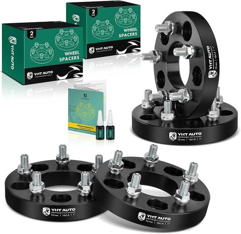 YHTAUTO 5x4.75 to 5x4.5 Wheel Adapters 1 inch Compatible with Buick, Cadillac, Chevrolet, GMC, Pontiac Tire Spacers w/ M12x1.5 & 12.9 Grade Studs, 73 mm Center Bore 5 Lug 2PCS Black Wheel Spacers in Saudi Arabia