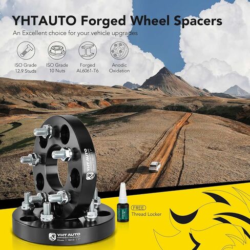 YHTAUTO 5x4.75 to 5x4.5 Wheel Adapters 1 inch Compatible with Buick, Cadillac, Chevrolet, GMC, Pontiac Tire Spacers w/ M12x1.5 & 12.9 Grade Studs, 73 mm Center Bore 5 Lug 2PCS Black Wheel Spacers in Saudi Arabia