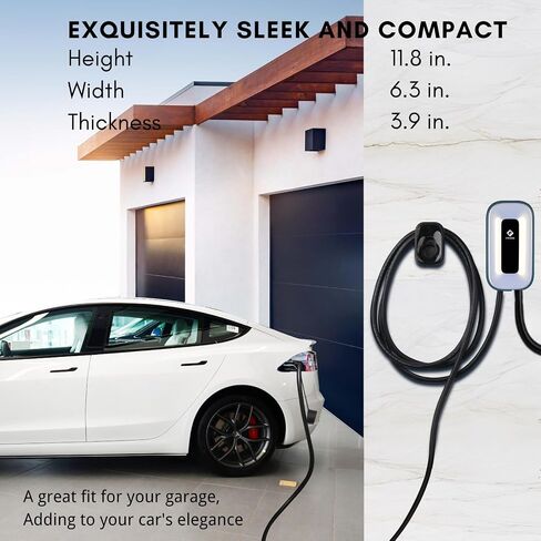 EV Charger Level 2, Ultra Compact, Up to 50 Amp Charging Station for Home, 240V EVSE, Indoor/Outdoor, 23Ft Cable Level 2 EV Charger, Direct Charging，NEMA 14-50 Plug(4-Prong) or Hardwired in Saudi Arabia