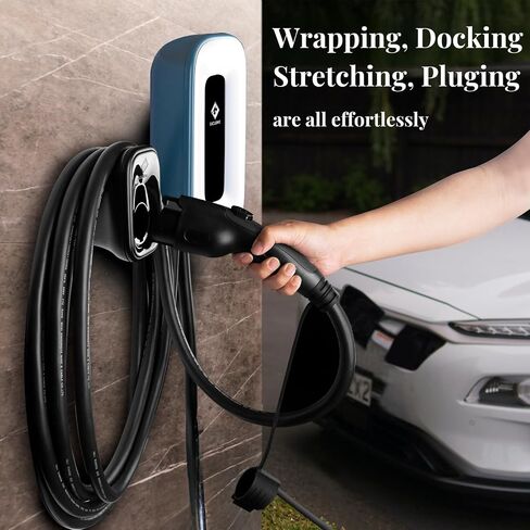 EV Charger Level 2, Ultra Compact, Up to 50 Amp Charging Station for Home, 240V EVSE, Indoor/Outdoor, 23Ft Cable Level 2 EV Charger, Direct Charging，NEMA 14-50 Plug(4-Prong) or Hardwired in Saudi Arabia
