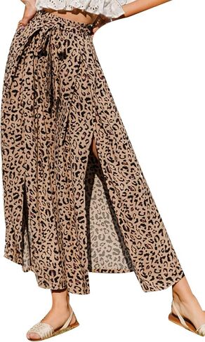 Simplee Women's Casual Split Wide Leg Pants High Waist Palazzo Flowy Beach Pants Summer Boho Lounge Pants with Pockets in Saudi Arabia