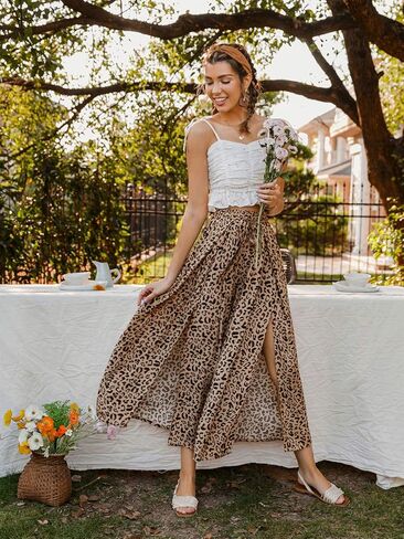 Simplee Women's Casual Split Wide Leg Pants High Waist Palazzo Flowy Beach Pants Summer Boho Lounge Pants with Pockets in Saudi Arabia