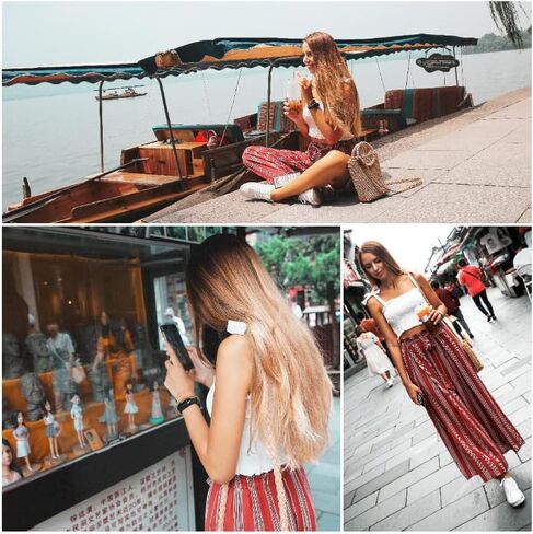Simplee Women's Casual Split Wide Leg Pants High Waist Palazzo Flowy Beach Pants Summer Boho Lounge Pants with Pockets in Saudi Arabia