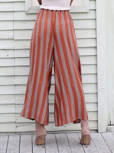 Simplee Women's Casual Split Wide Leg Pants High Waist Palazzo Flowy Beach Pants Summer Boho Lounge Pants with Pockets in Saudi Arabia