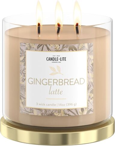 Candle-Lite Christmas Scented Candles, Gingerbread Latte Fragrance, 14 oz Three-Wick Aromatherapy Jar Candle, Perfect for Gifting and Celebration in Saudi Arabia