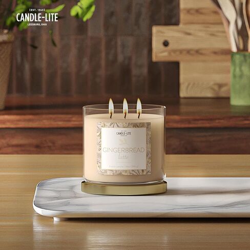 Candle-Lite Christmas Scented Candles, Gingerbread Latte Fragrance, 14 oz Three-Wick Aromatherapy Jar Candle, Perfect for Gifting and Celebration in Saudi Arabia