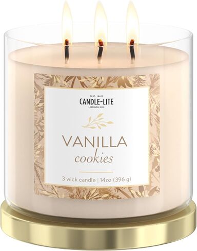 Candle-Lite Christmas Scented Candles, Gingerbread Latte Fragrance, 14 oz Three-Wick Aromatherapy Jar Candle, Perfect for Gifting and Celebration in Saudi Arabia