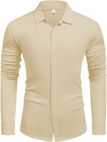 COOFANDY Athletic Fit Dress Shirts for Men Ribbed Knit Textured Button Down Shirts in Saudi Arabia